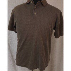 Puritan Mens Small 34/36 Brown Geometric Collared Short Sleeve Golf Polo Shirt